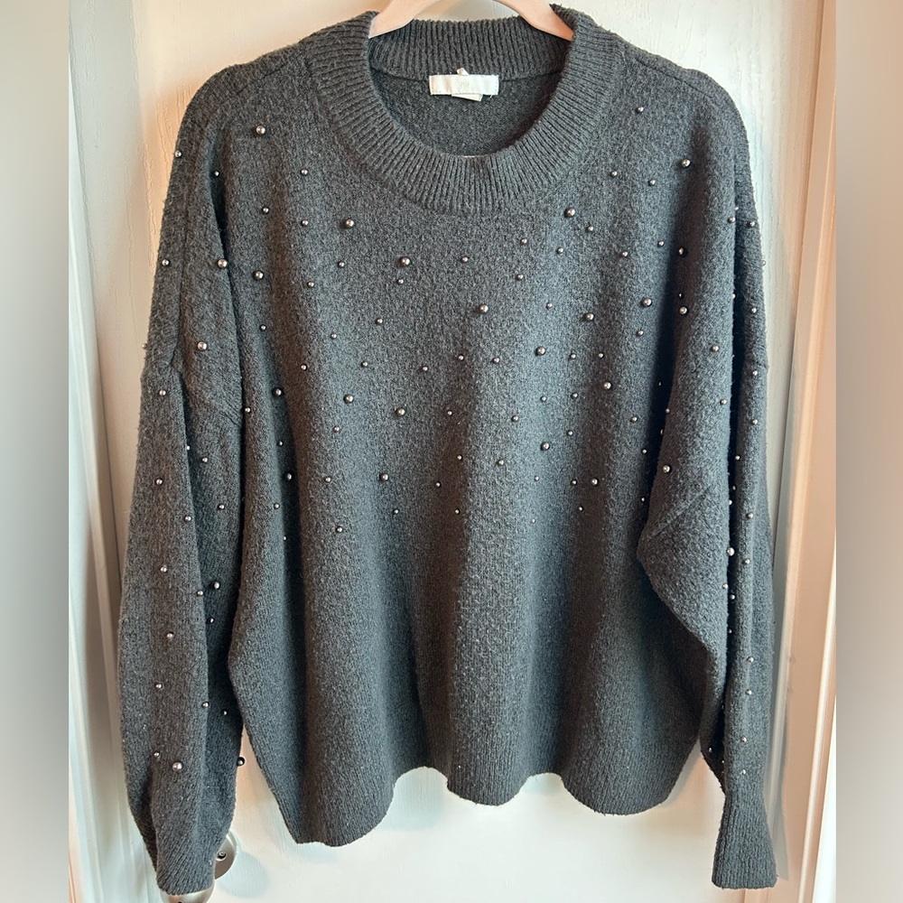 H&M gray pearled sweater